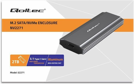 Qoltec Case for Hard Drive M.2 SATA III with Connection Type-C
