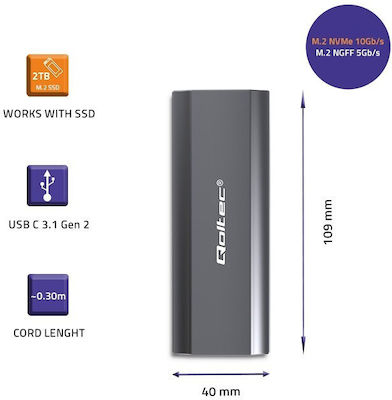 Qoltec Case for Hard Drive M.2 SATA III with Connection SATA Type-C