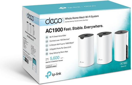 TP-LINK Deco S7 v1 Rețea WiFi Mesh Punct de acces Wi-Fi 5 Banda Duală (2.4 și 5GHz) în Kit triplu