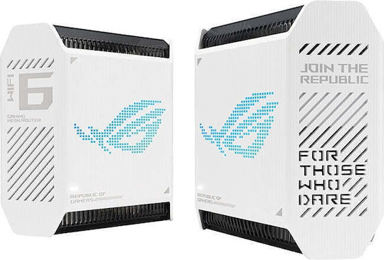 Asus ROG Rapture GT6 WiFi Mesh Network Access Point Wi‑Fi 6 Tri Band (2.4 & 5 & 5GHz) σε Διπλό Kit Λευκό