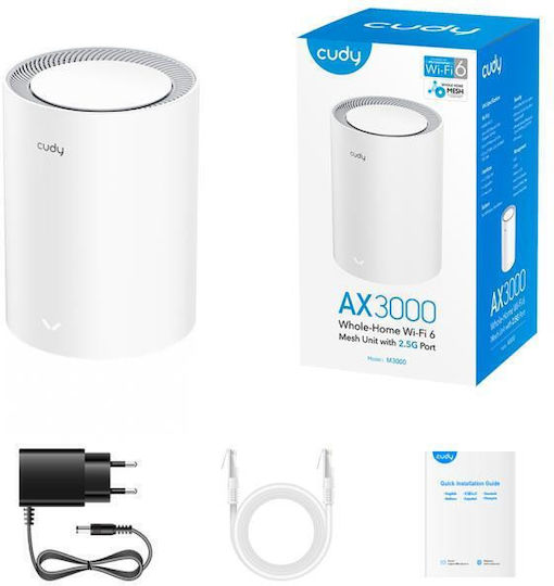 Cudy M3000 v2 WiFi Mesh Network Access Point Wi‑Fi 6 Dual Band (2.4 & 5GHz) White