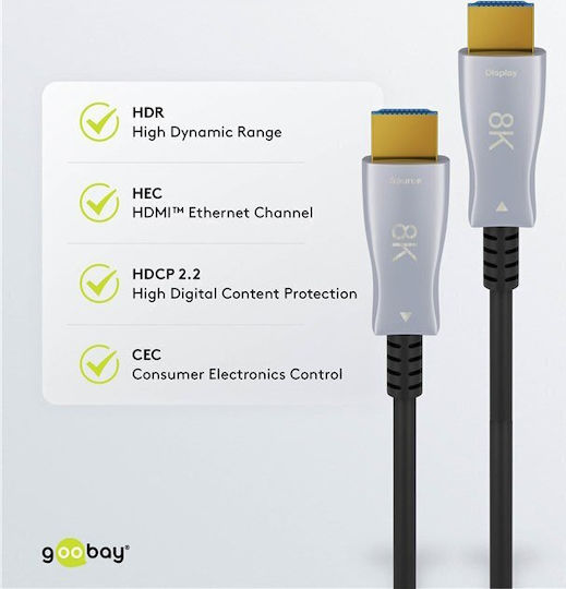 Goobay HDMI 2.1 Ultra High Speed 48Gbps 4K 120Hz HDR VRR Kabel HDMI-Stecker - HDMI-Stecker 30m Schwarz