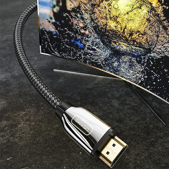 Usams Usams HDMI 2.1 Ultra High Speed 48Gbps 4K 120Hz HDR VRR Geflochtenes HDMI-Kabel HDMI-Stecker - HDMI-Stecker 3m Schwarz