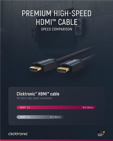 Clicktronic HDMI 1.4 High Speed 1080p 120Hz Cable HDMI Male - HDMI Male 10m Blue