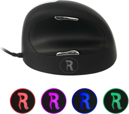 R-Go Tools HE Vertical Mouse Large Right Wired Ergonomic Mouse Black