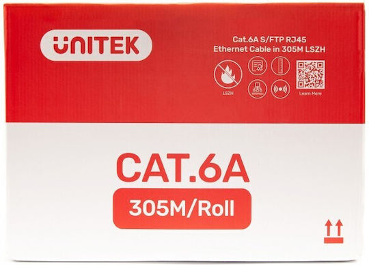 Unitek S/FTP Cat.6a (Gigabit) Network Cable Ethernet Without Terminated 305m Gray