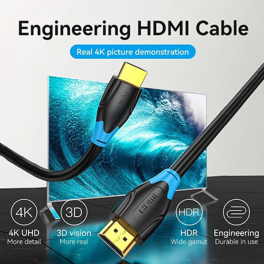Vention HDMI 2.0 Premium High Speed 4K 60Hz HDR Cable HDMI Male - HDMI Male 3m Black