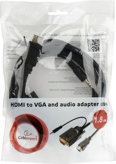 Cablexpert Cable HDMI male - VGA male 3m Μαύρο