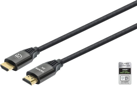 Manhattan HDMI 2.1 Ultra High Speed 48Gbps 4K 120Hz HDR VRR Cable HDMI male - HDMI male 2m Μαύρο