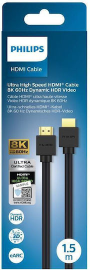 Philips HDMI 2.1 Ultra High Speed 48Gbps 4K 120Hz HDR VRR Kabel HDMI-Stecker - HDMI-Stecker 1,5m Schwarz