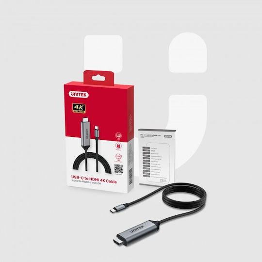 Unitek Cable HDMI male - HDMI male 1.8m Silver