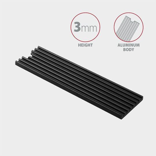 Axagon M.2 SSD Cooling 80mm ALU Body Silicone Thermal Pads Height 3mm Black