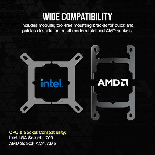 Corsair Icue Xc7 Rgb Elite Lcd CPU Water Block Μαύρο