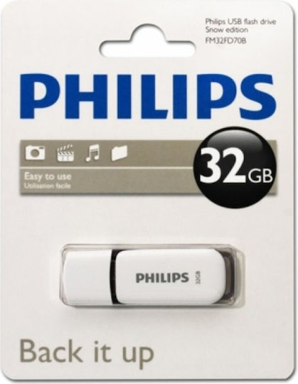Philips Snow 32ГБ USB 2.0 Стик Бял