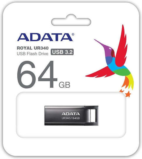 Adata Ur340 64GB USB 2.0 Stick Μαύρο