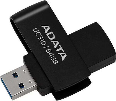 Adata UC310 64GB USB 3.2 Stick Μαύρο