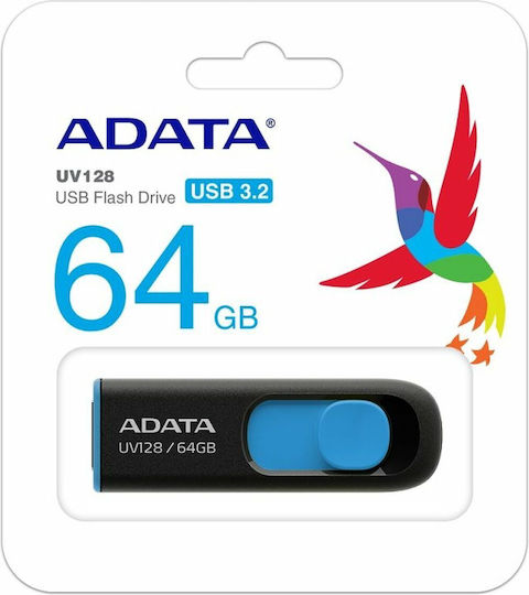 Adata Dashdrive Uv128 64GB USB 2.0 Stick Μαύρο