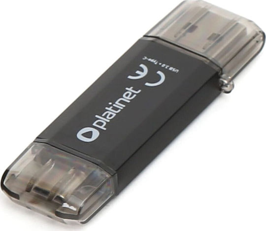 Platinet C-depo 64GB USB 3.2 Стик с връзка USB-A & USB-C Черен