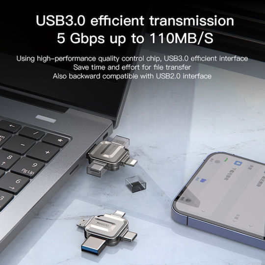 Yesido USB 2.0 Stick with Connection Lightning 128GB Gray