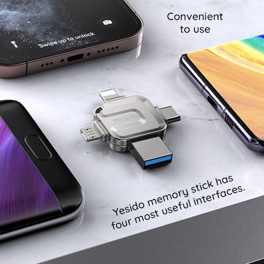 Yesido USB 2.0 Stick with Connection Lightning 128GB Gray