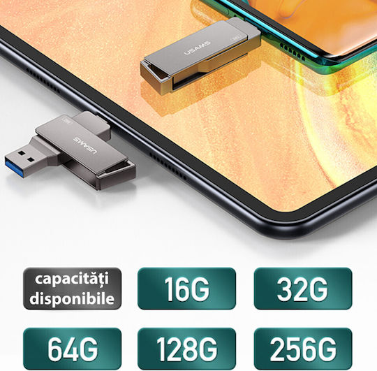 Usams ZB199UP01 32GB USB 3.0 Stick mit Verbindung USB-A & USB-C Schwarz