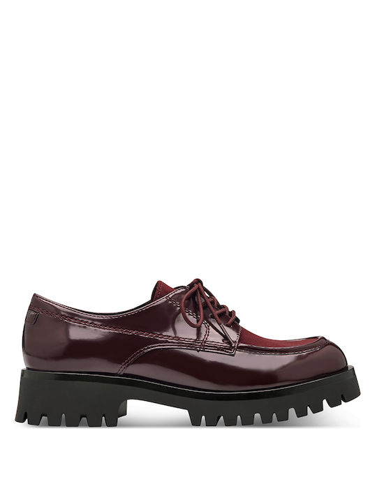 Tamaris Women's Synthetic Leather Oxford Shoes Burgundy