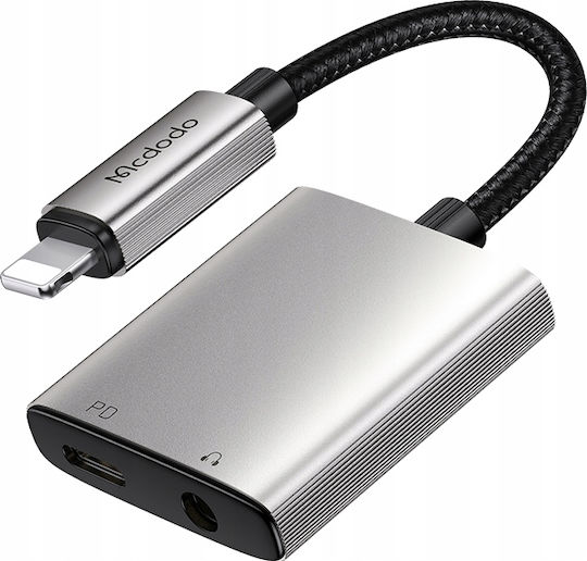 Mcdodo 2in1 Audio Μετατροπέας Lightning / DC / 3.5mm male σε Lightning / DC / 3.5mm female Ασημί 1τμχ