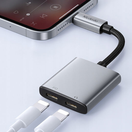 Mcdodo 2in1 Μετατροπέας Lightning male σε Lightning female Ασημί 1τμχ