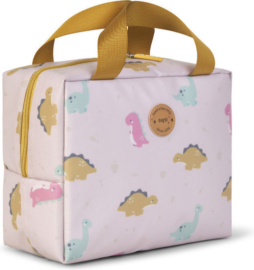 Saro Happy Dinos Kids' Insulated Lunch Bag Handbag 6L Yellow 19x10x24cm