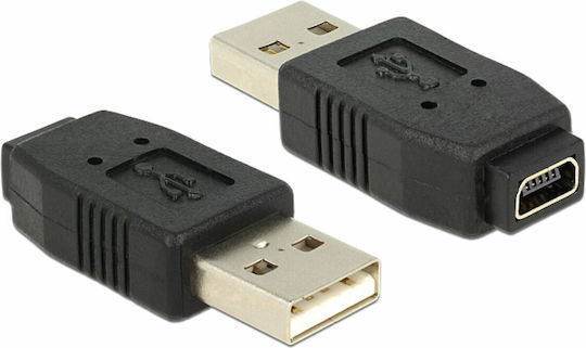 Конвертор USB-A мъжки към мини USB мъжки Черен 1бр