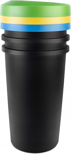 Kadax Coș de Reciclare Plastic Negru 25lt 3buc