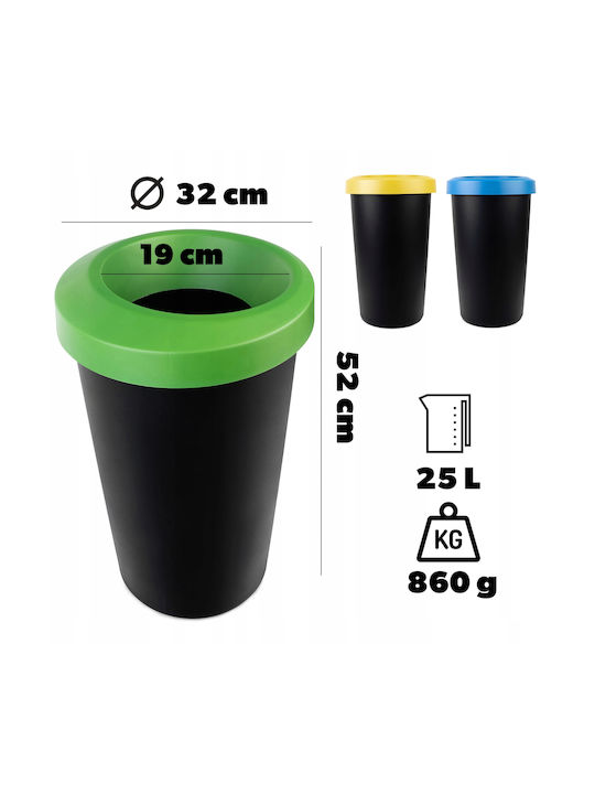 Kadax Coș de Reciclare Plastic Negru 25lt 3buc