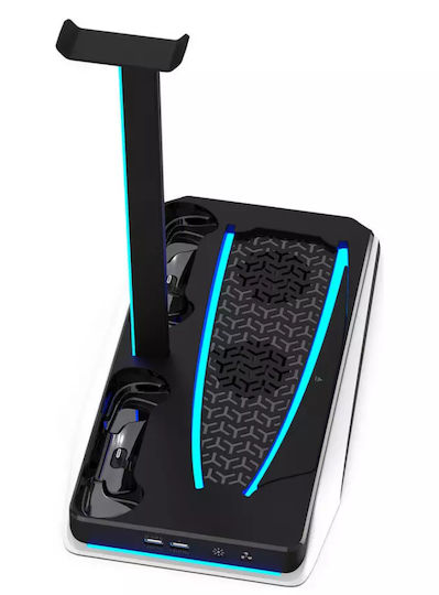 Imp Tech DLX+ LED Multi Function Charger Tower Charging Station for 2 controllers PS5 White