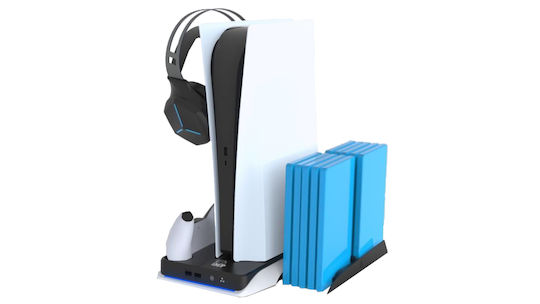 Imp Tech DLX+ LED Multi Function Charger Tower Charging Station for 2 controllers PS5 White