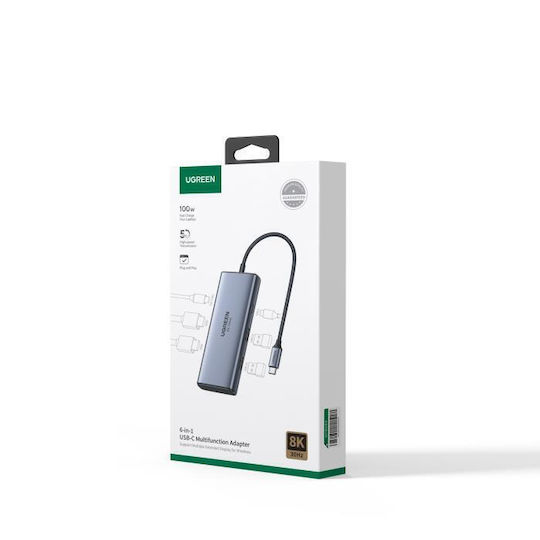 Ugreen Cm498 USB-C / USB-A Docking Station with 4K PD Silver