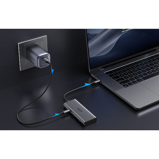 Ugreen Cm498 USB-C / USB-A Docking Station with 4K PD Silver