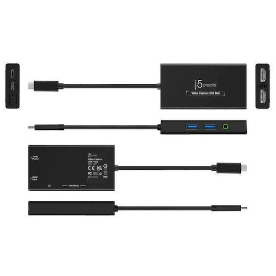 J5create JVA01 USB-C Docking Station with HDMI 4K PD and Support for 2 Monitors Black