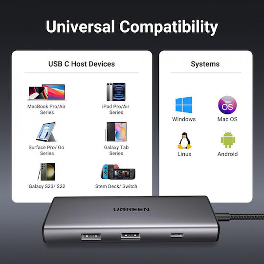 Ugreen Cm498 USB-C / USB-A Docking Station with 4K PD Black