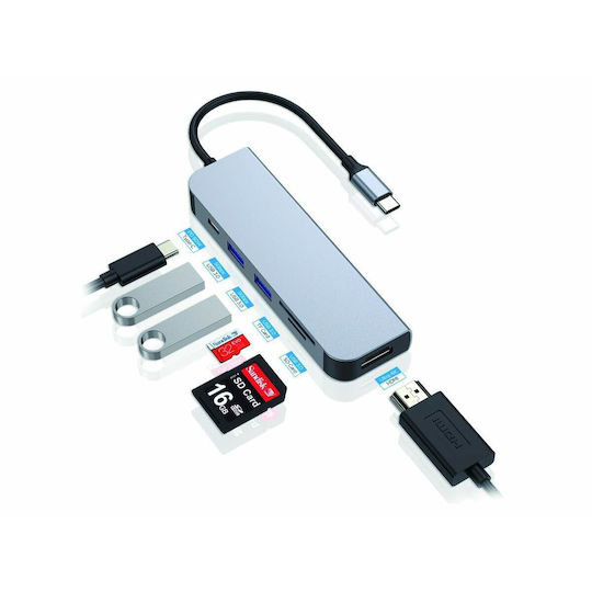 Conceptronic USB-C Docking Station mit HDMI 4K PD Silber (DONN02G)