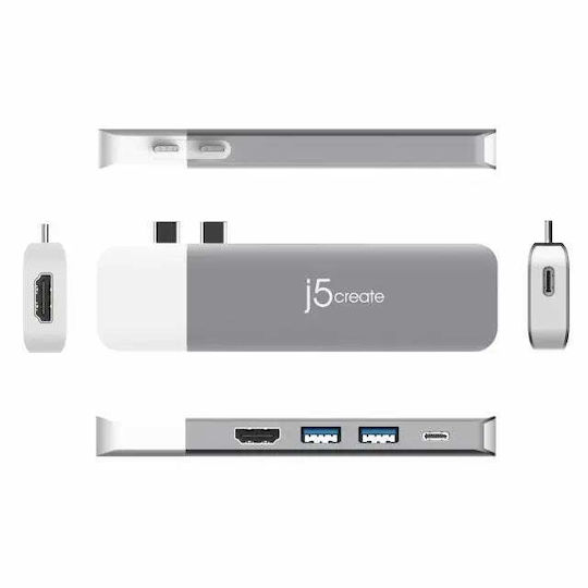 J5create Ultradrive Kit USB-C Докинг станция с HDMI 4K PD Сребрист