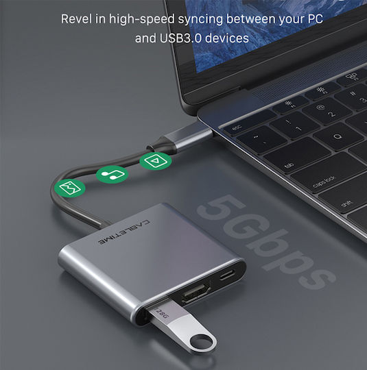 Cabletime C160 USB-C Docking Station mit HDMI 4K PD Gray
