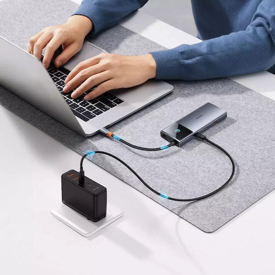 Baseus Metal Gleam 2 Series USB-C Docking Station with HDMI 4K PD Ethernet Gray