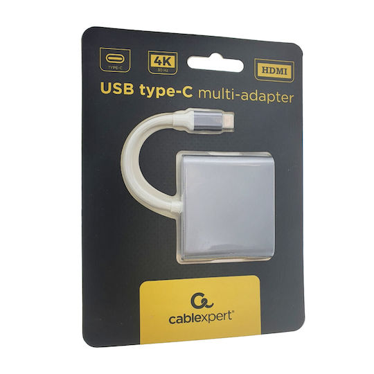 Cablexpert USB-C Docking Station με HDMI 4K PD Γκρι (A-CM-HDMIF-02-SG)
