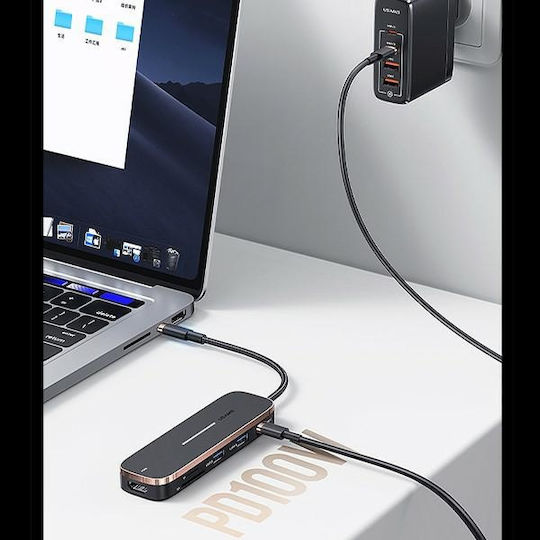 Usams USB-C Докинг станция с HDMI Черен (SJ578HUB01)