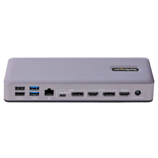 StarTech USB-C Docking Station με HDMI/DisplayPort 4K PD Ethernet και σύνδεση 3 Οθονών Ασημί (DK31C3MNCRUE)