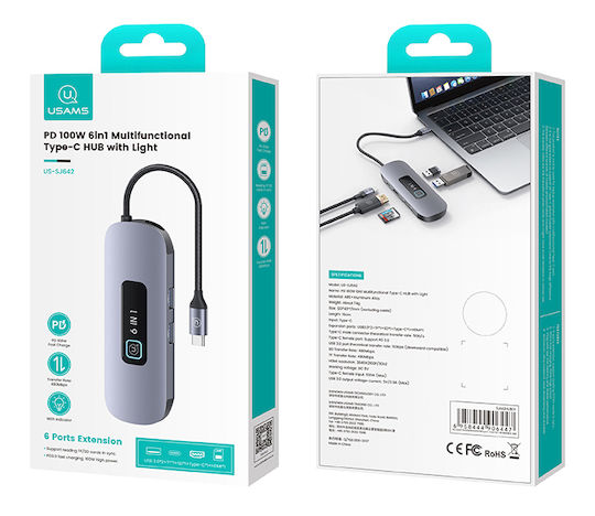 Usams US-SJ643 USB-C Docking Station με 4K PD Ethernet