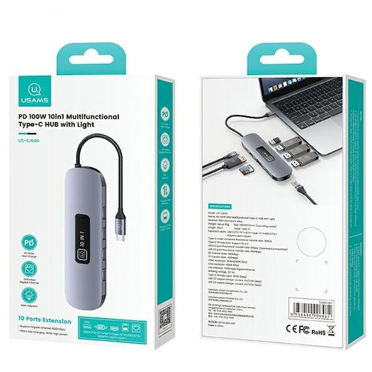 Usams US-SJ644 USB-C Docking Station με HDMI 4K PD Ethernet