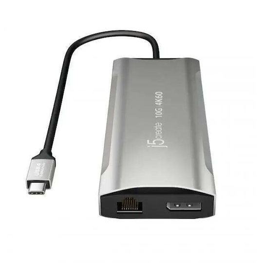 J5 Create USB-C Докинг станция с HDMI/DisplayPort 4K PD Етърнет Сив (JCD397-N)
