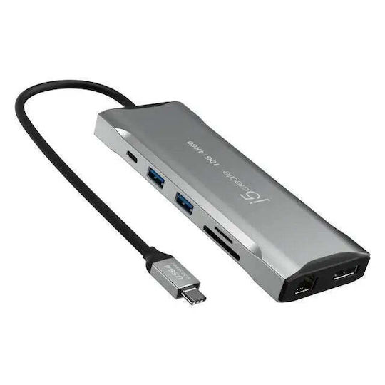 J5 Create USB-C Докинг станция с HDMI/DisplayPort 4K PD Етърнет Сив (JCD397-N)