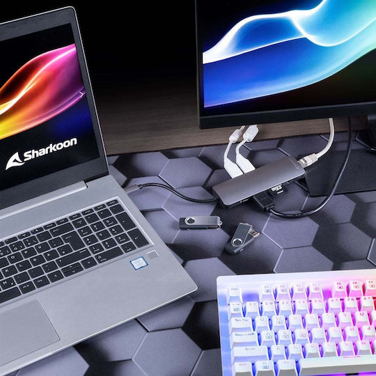 Sharkoon USB-C Docking Station with HDMI 4K PD Ethernet Gray (4044951026739)